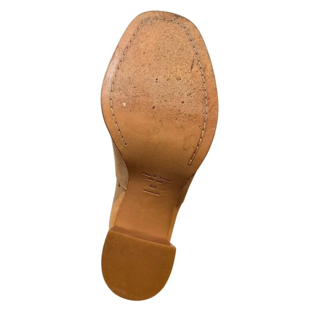 Rag & Bone Myra Suede Peep Toe Block‎ Heel Ankle Heels Tan Size 40 / 10